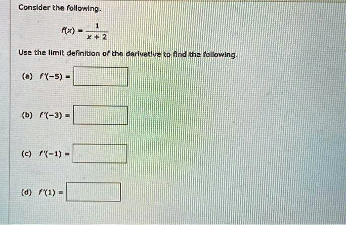 Solved Consider The Following Fx X2 Use The Limit Definition Of The Derivative To Find The 7934