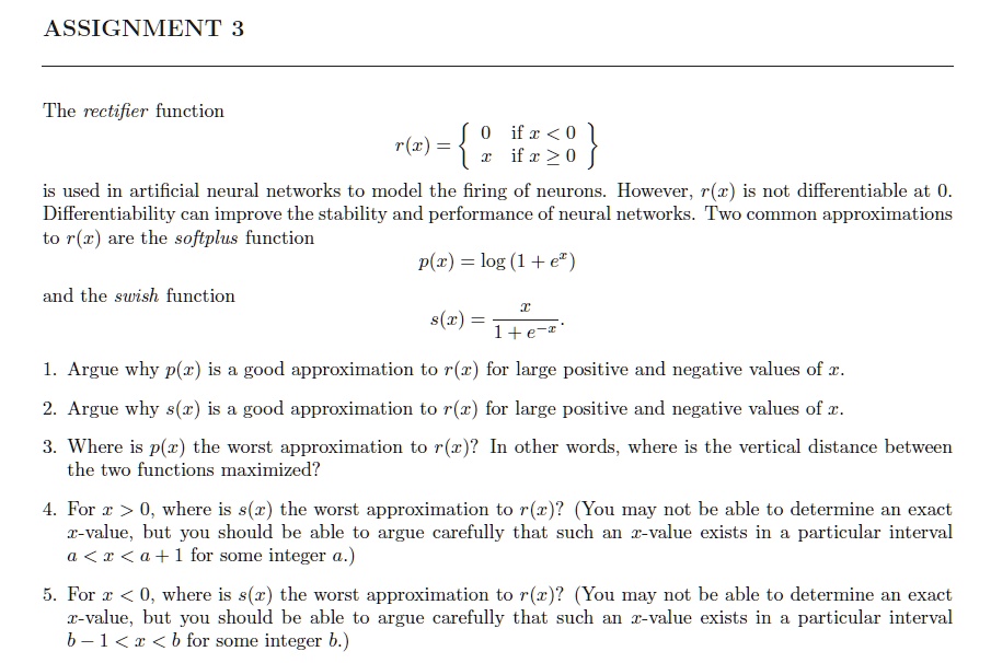 SOLVED ASSIGNMENT The rectifier function if