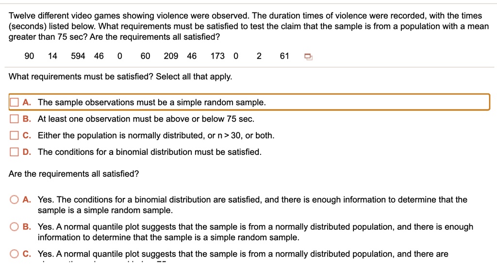 SOLVED: Twelve Different Video Games Showing Violence Were Observed ...