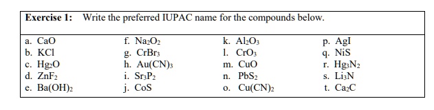 SOLVED Exercise I Write the preferred IUPAC name for the