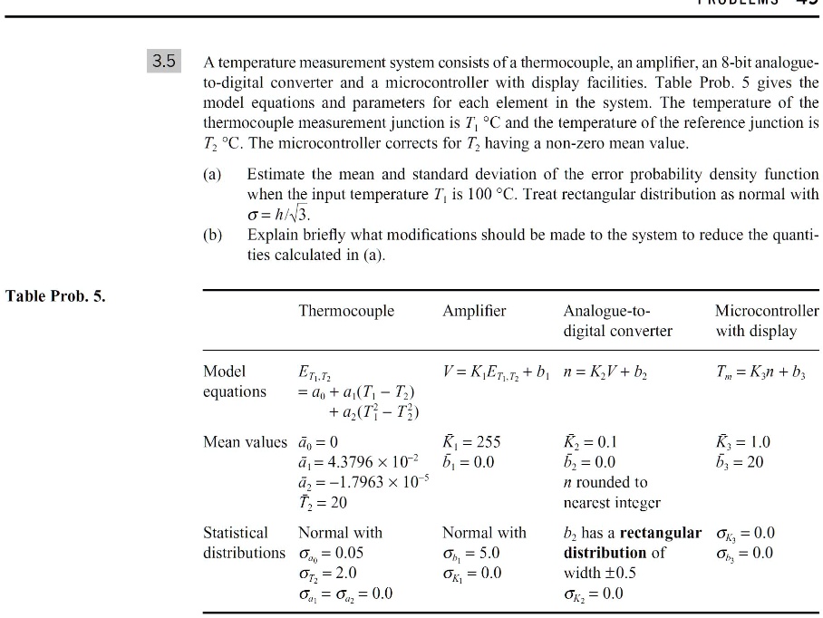 SOLVED 3.5 A temperature measurement syslCm consists ofa thermocouple