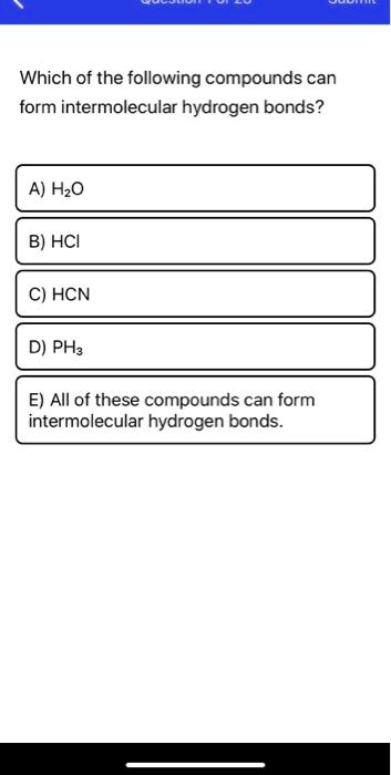 SOLVED:Which of the following compounds can form intermolecular