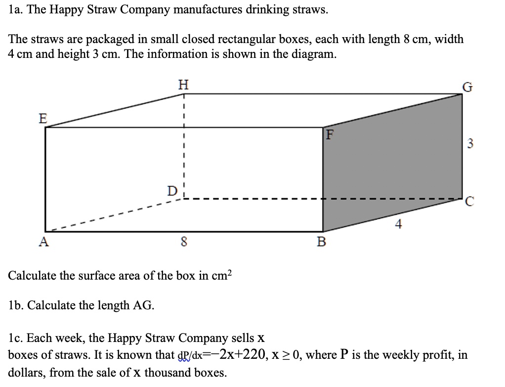 The Happy Straw Company manufactures drinking straws. The straws are ...