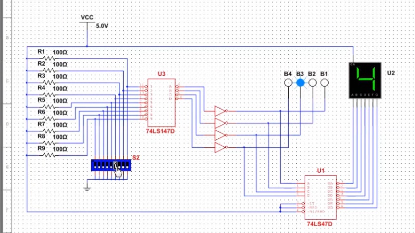 SOLVED: Decimal to BCD Encoder and 7-Segment Display Using Multisim ...