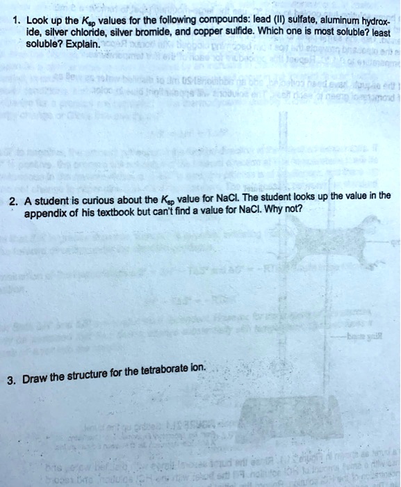 SOLVED Look up the Ksp values for the following compounds lead (II