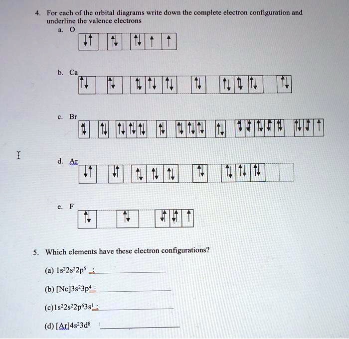 SOLVED: For euch of the orbital diagrams write down the complete ...