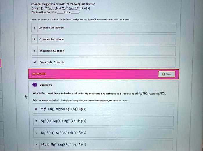 SOLVED Consider the galvanic cell with the following line notation Zn
