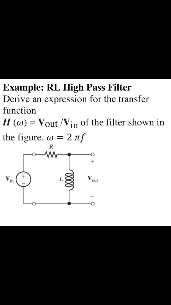 VIDEO solution Example RL High Pass Filter Derive an expression for