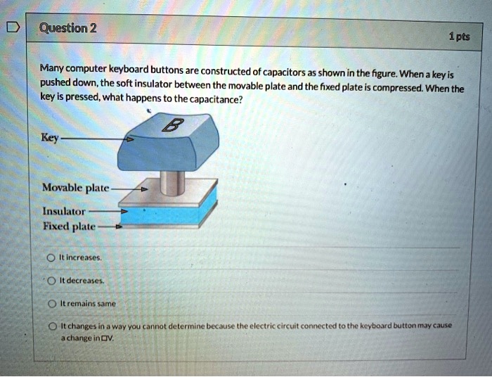 Many computer keyboard buttons are constructed of capacitors as shown