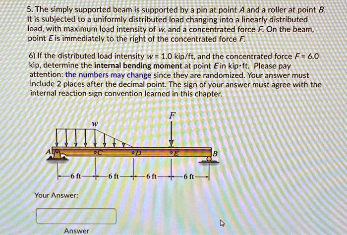 5 the simply supported beam is supported by a pin at point a and 3 ...