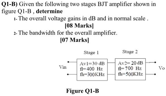 SOLVED: Q1-B: Given The Following Two-stage BJT Amplifier Shown In ...