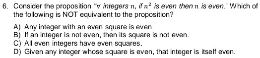 Solved Consider The Proposition Integers N If N2 Is Even Then N Is Even Which Of The 6956