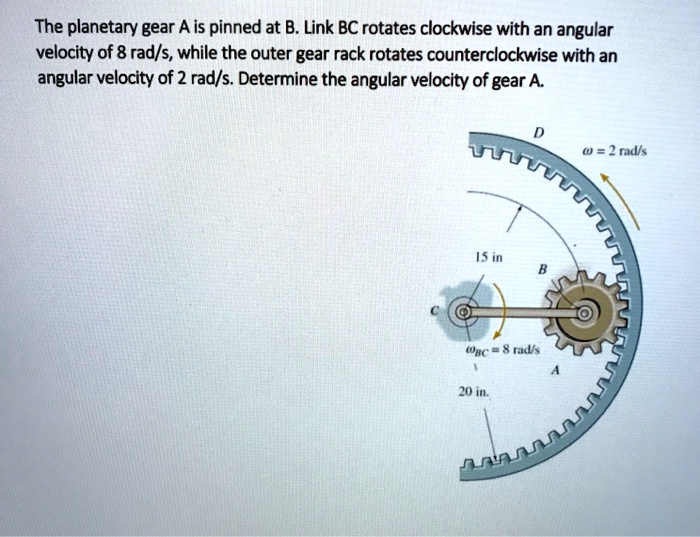 SOLVED: The Planetary Gear A Is Pinned At B. Link BC Rotates Clockwise ...