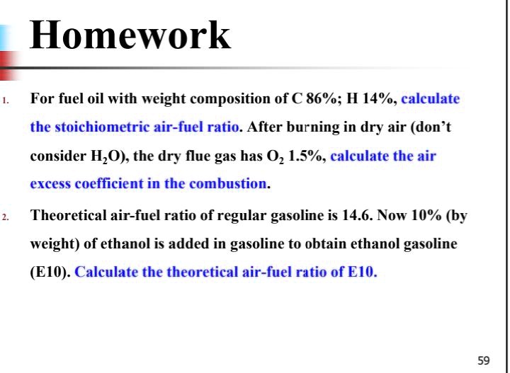 For fuel oil with a weight composition of C86; H14, calculate the stoichiometric airfuel