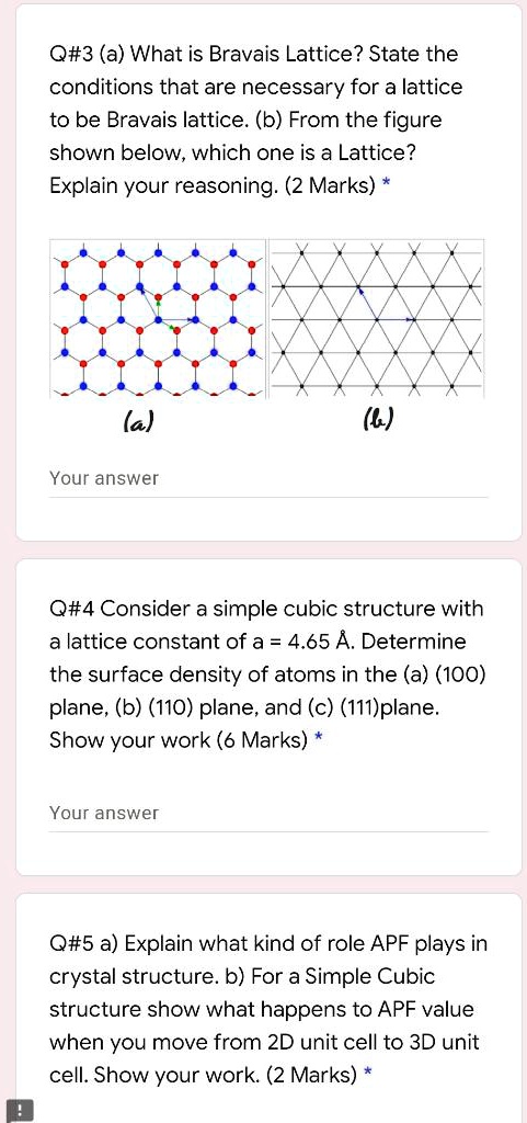 q3 a what is bravais lattice state the conditions that are necessary ...