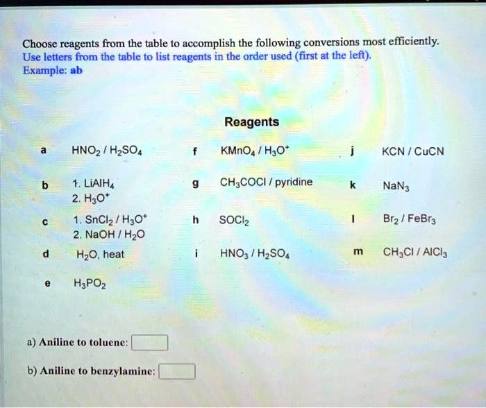 Solved Choose Reagents From The Table To Accomplish The Following