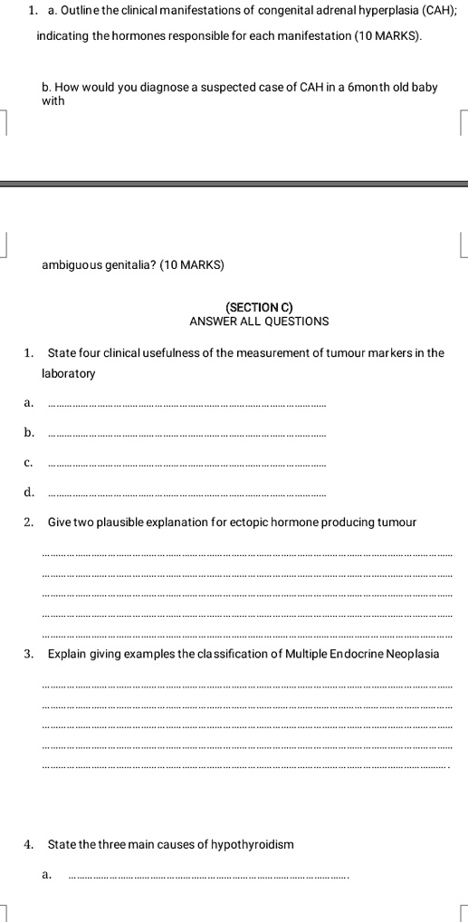 1. a. Outline the clinical manifestations of congenital adrenal ...