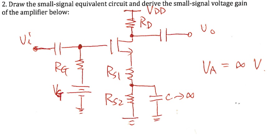 SOLVED: 2. Draw the small-signal equivalent circuit and derive the ...