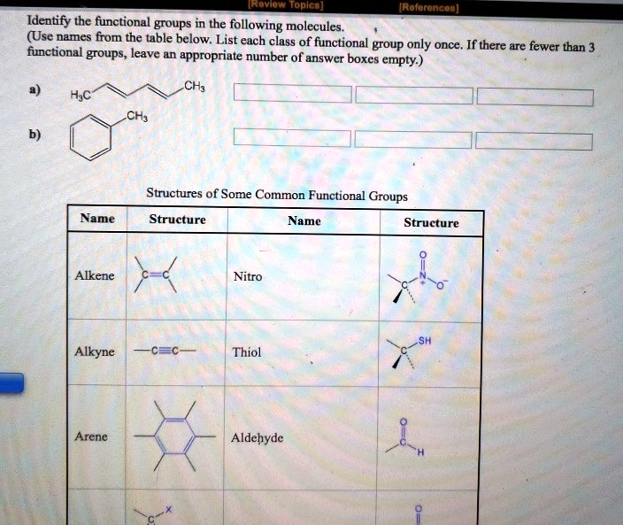 SOLVED Identify the functional groups in the following molecules (Use