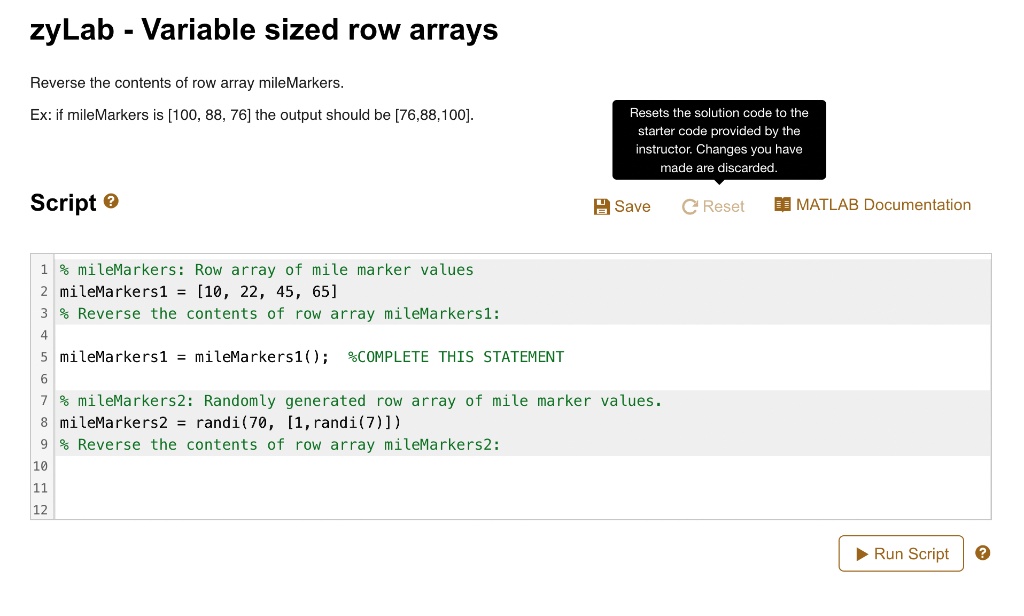 Reverse the contents of row array clearance milemarkers