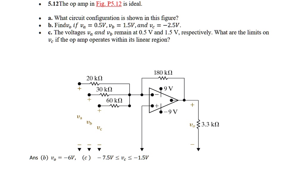 SOLVED: 5.12 The op amp in Fig. P5.12 is ideal. a. What circuit ...