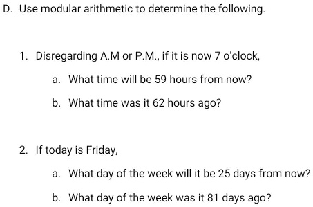 SOLVED Use modular arithmetic to determine the following