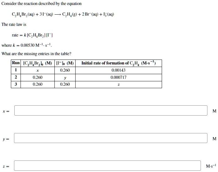 SOLVED Consider the reaction described by the equation CHBr aq