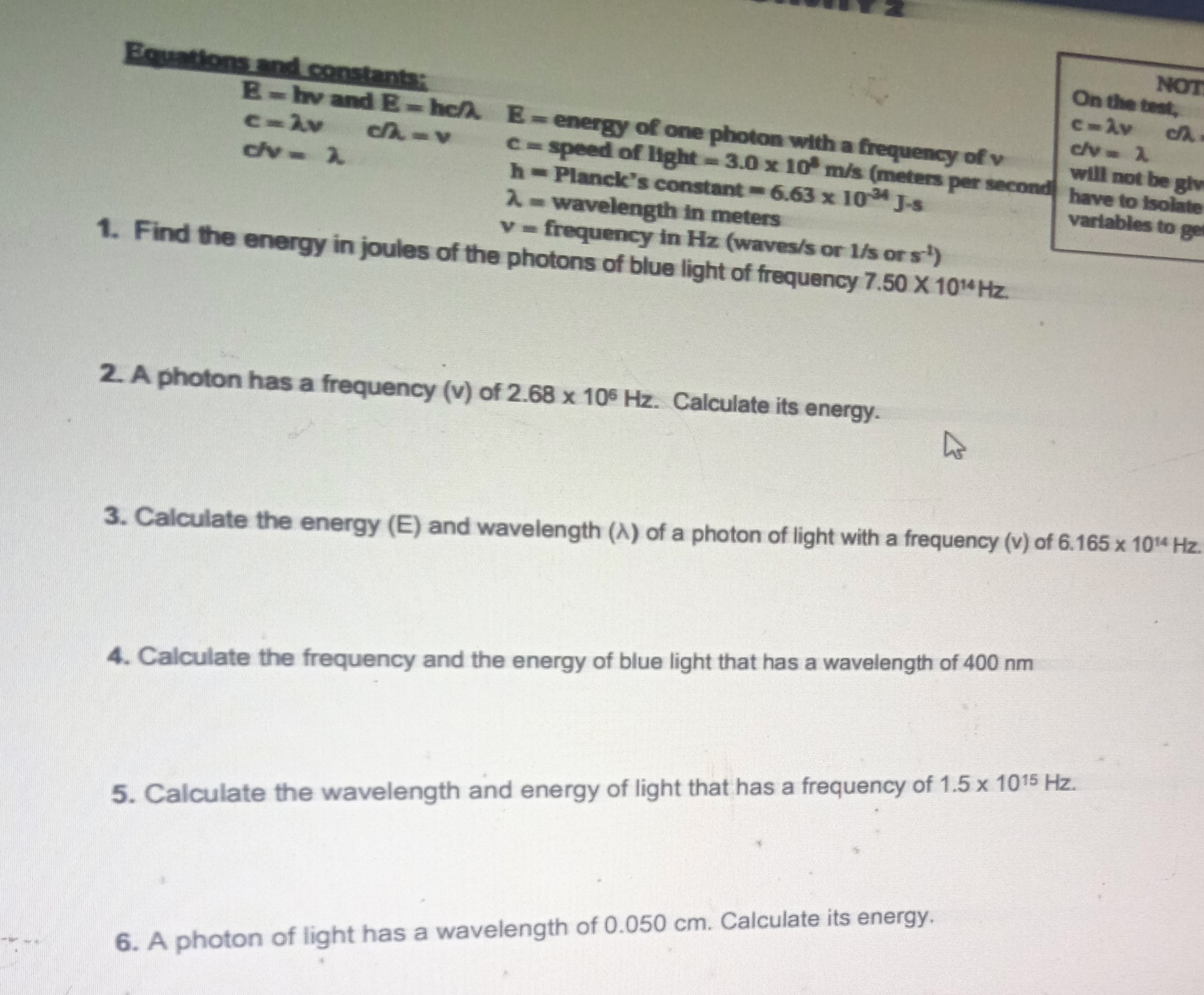 Solved A Photon Has A Frequency V Of Hz Calculate