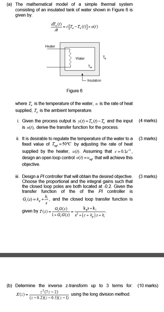 SOLVED The mathematical model of a simple thermal system consisting of