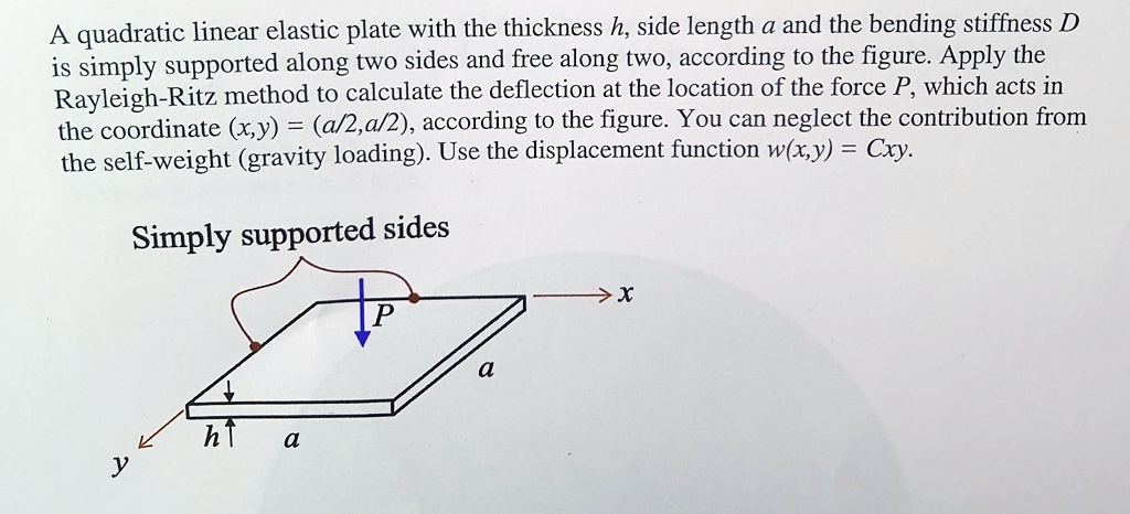 SOLVED: A quadratic linear elastic plate with the thickness h, side ...
