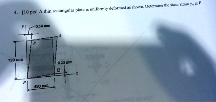 4. [10 pts] A thin rectangular plate is uniformly deformed as shown ...