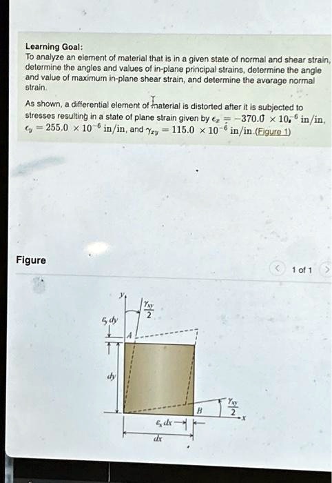 SOLVED: Texts: Learning Goal: To analyze an element of material that is ...