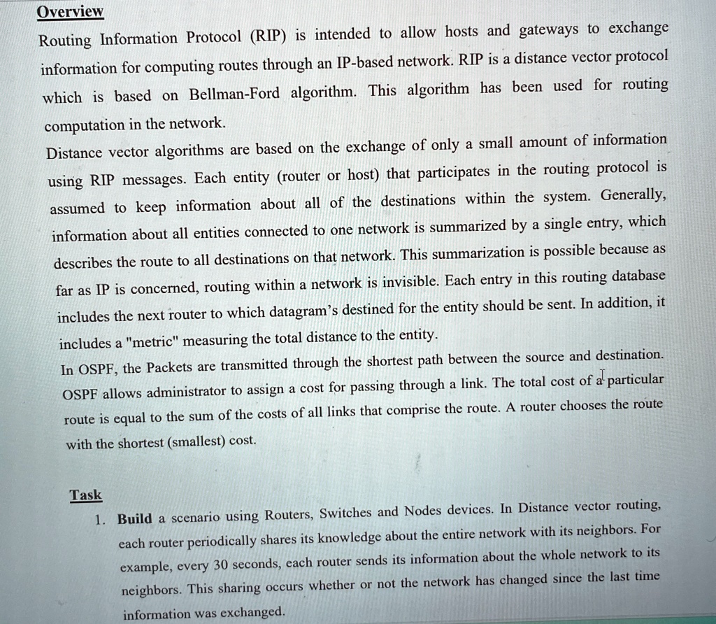overview routing information protocol rip is intended to allow hosts ...