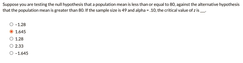 null hypothesis population mean