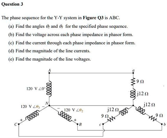 SOLVED: Question 3 The phase sequence for the Y-Y system in Figure Q3 ...