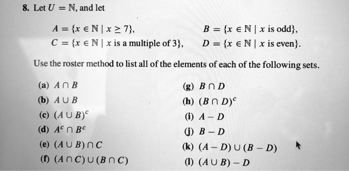 Solved 8 Let U N And Let A X Enlxz7 C X A N X Is A Multiple Of 3 B X E N X Is Odd D