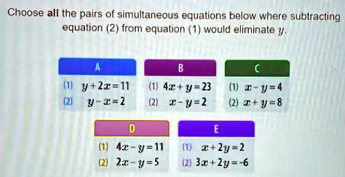 Subtracting Simultaneous Equations