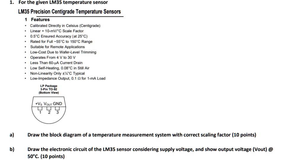 SOLVED For the given LM35 temperature sensor LM35 Precision