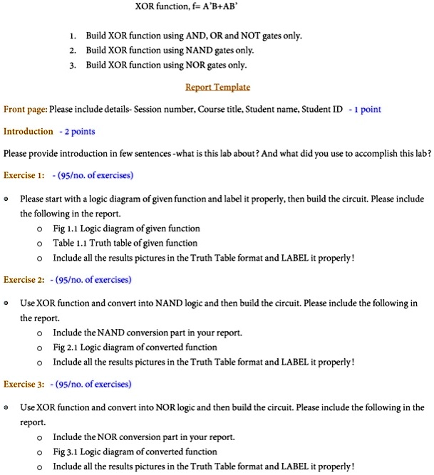 SOLVED Text XOR function, f = AB + AB 1. Build XOR function using AND
