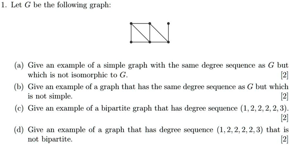 Same Sequence Example SOLVED: 1. Let G be the following graph: Give an example of a simple ...