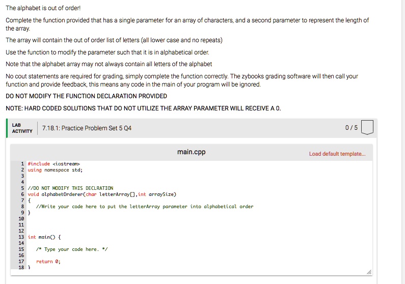 The alphabet is out of order! Complete the function provided that has a ...
