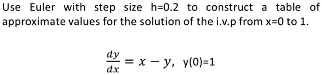 Use euler with step size h02 to construct table of...