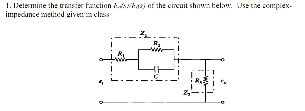 SOLVED: Determine the transfer function E(s)/Ei(s) of the circuit shown ...