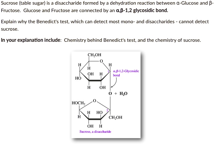 SOLVED: Sucrose (table sugar) is a disaccharide formed by a dehydration