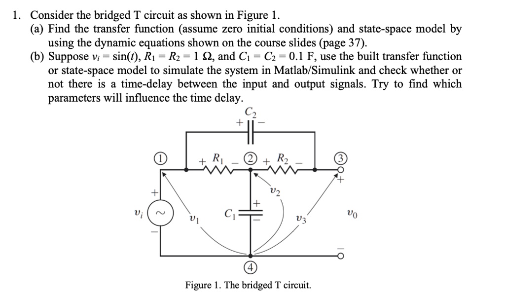 SOLVED: Consider the bridged T circuit as shown in Figure 1. (a) Find ...