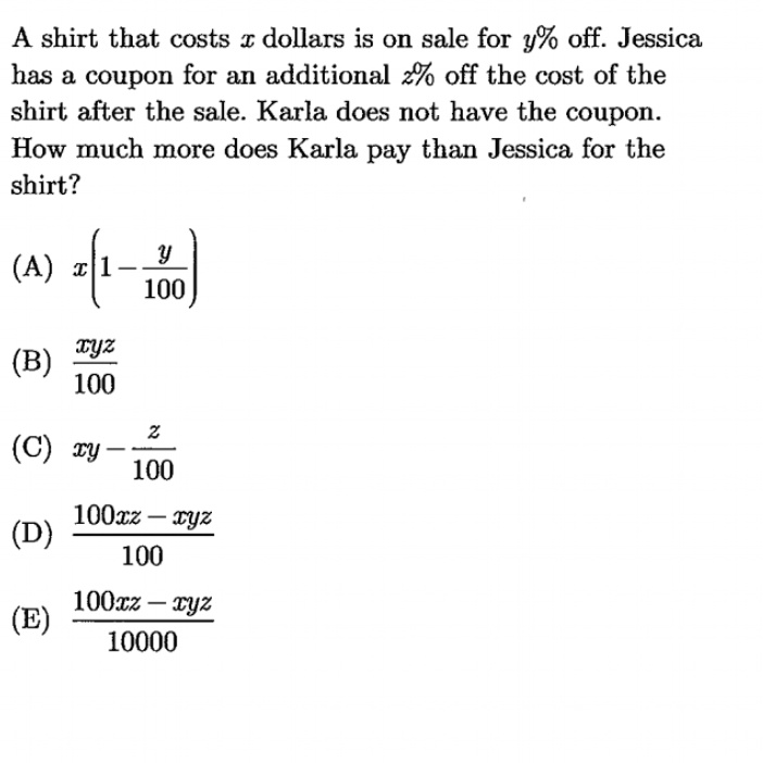 SOLVED A shirt that costs dollars is on sale for u off. Jessica has a