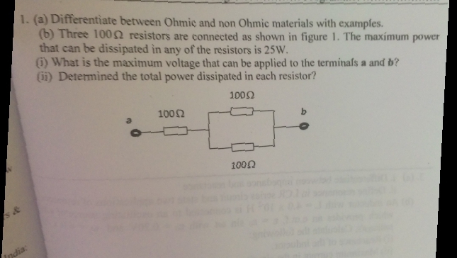 1 a differentiate between ohmic and non ohmic materials with examples b ...