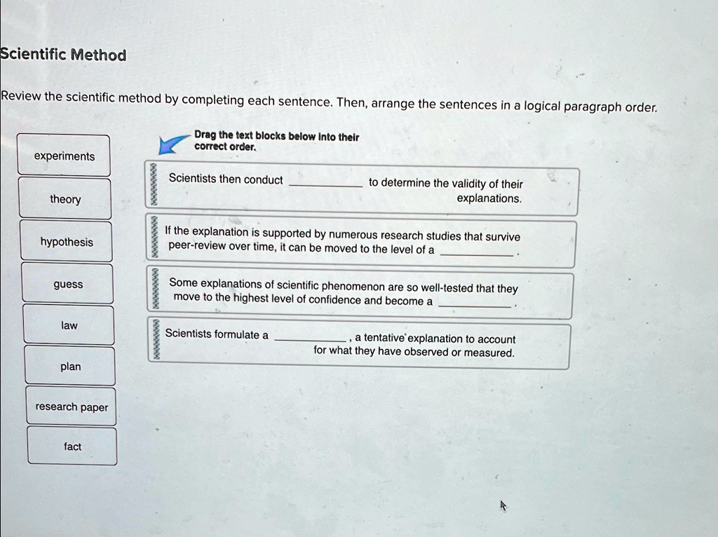 SOLVED: Scientific Method Review the scientific method by completing ...