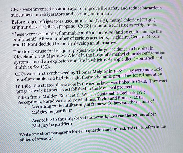 SOLVED: CFCs were invented around 1930 to improve fire safety and ...