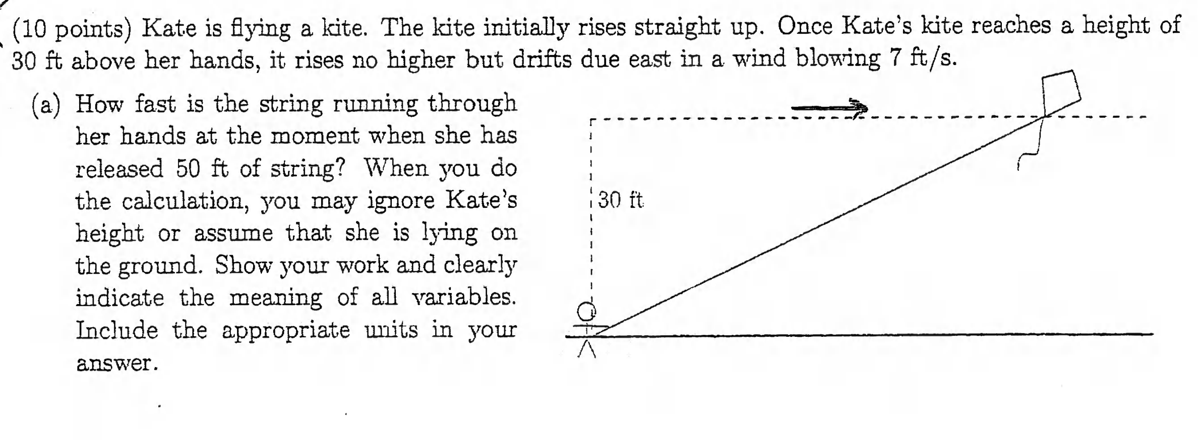 SOLVED (10 points) Kate is flying a kite. The kite initially rises